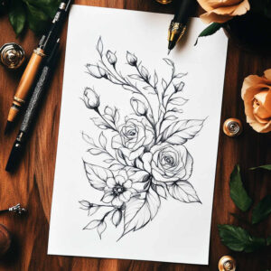 ethereal-form – tattoo design ideas free ai generated – empty-space – for-collarbone – Gallery: delicate-flowers-inkby-ai