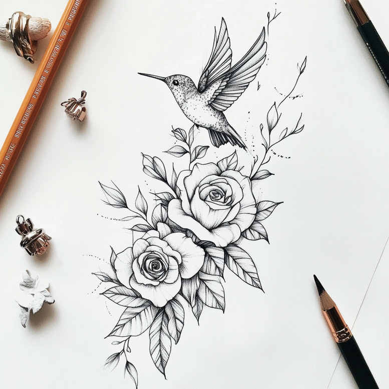 floral-accents – tattoo design ideas free ai generated – discreet-ink – for-full-back – Gallery: delicate-flowers-inkby-ai