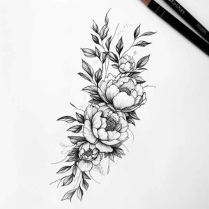 floral-aura – tattoo design ideas free ai generated – discreet – for-temple – Gallery: delicate-flowers-inkby-ai