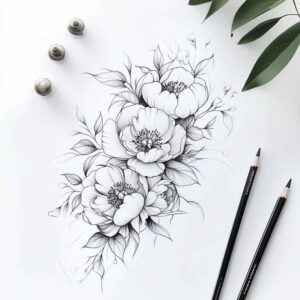 floral-aura – tattoo design ideas free ai generated – modest – for-back-shoulder – Gallery: delicate-flowers-inkby-ai