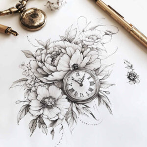 floral-softness – tattoo design ideas free ai generated – pristine – for-upper-back – Gallery: delicate-flowers-inkby-ai