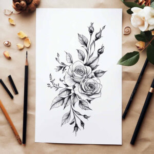 floral-softness – tattoo design ideas free ai generated – subtle-motif – for-shoulder-blade – Gallery: delicate-flowers-inkby-ai