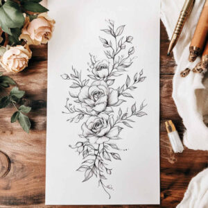 floral-symbol – tattoo design ideas free ai generated – discreet – for-behind-ear – Gallery: delicate-flowers-inkby-ai