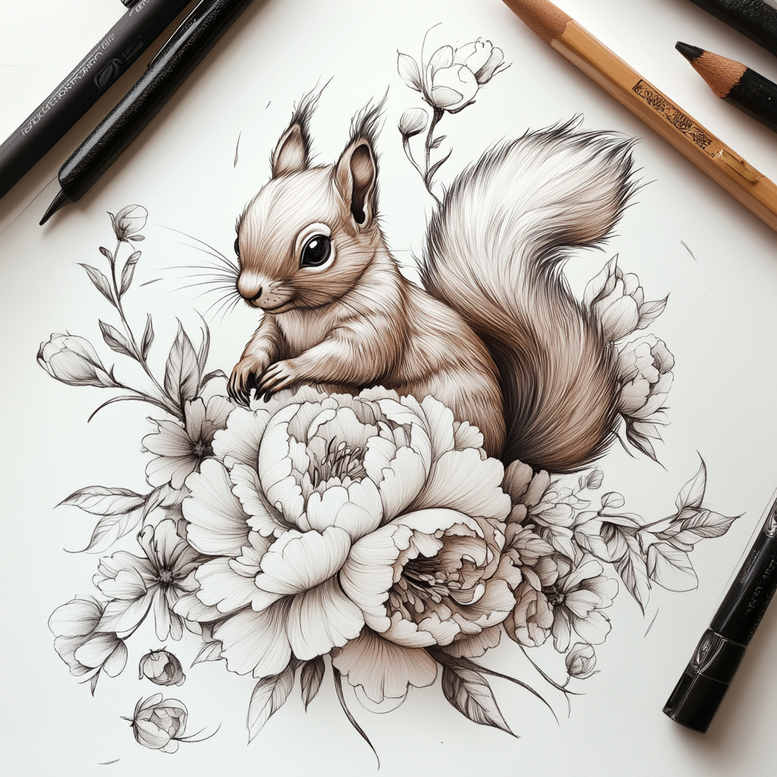 floral-symbol – tattoo design ideas free ai generated – thin-line – for-hip – Gallery: delicate-flowers-inkby-ai