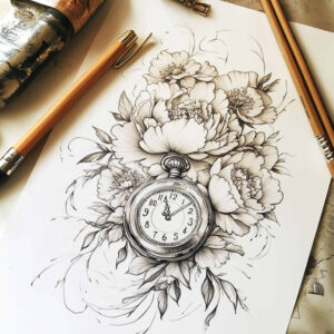 flower-symbolism – tattoo design ideas free ai generated – point-minimal – for-upper-thigh – Gallery: delicate-flowers-inkby-ai