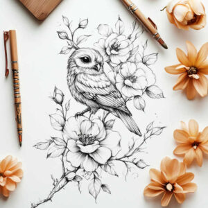 flower-symbolism – tattoo design ideas free ai generated – refined – for-shoulder – Gallery: delicate-flowers-inkby-ai