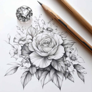 linear-form – tattoo design ideas free ai generated – understated – for-calf – Gallery: delicate-flowers-inkby-ai