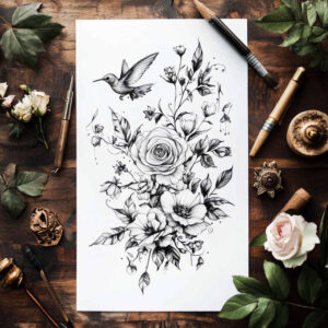 minimalist-shading – tattoo design ideas free ai generated – minimalist-script – for-lower-arm – Gallery: delicate-flowers-inkby-ai
