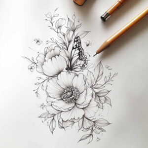 nature-in-tattoo – tattoo design ideas free ai generated – pure-shape – for-triceps – Gallery: delicate-flowers-inkby-ai