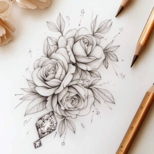 organic-shape – tattoo design ideas free ai generated – no-fill – for-biceps – Gallery: delicate-flowers-inkby-ai