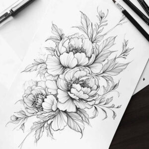 soft-composition – tattoo design ideas free ai generated – simple-form – for-back – Gallery: delicate-flowers-inkby-ai