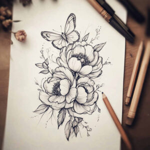 soft-composition – tattoo design ideas free ai generated – understated – for-lower-back – Gallery: delicate-flowers-inkby-ai