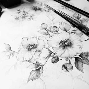 soft-shading – tattoo design ideas free ai generated – open-space – for-wrist-side – Gallery: delicate-flowers-inkby-ai
