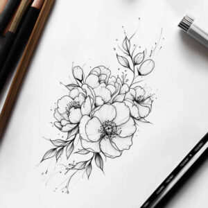 soft-shading – tattoo design ideas free ai generated – short-stroke – for-wrist – Gallery: delicate-flowers-inkby-ai