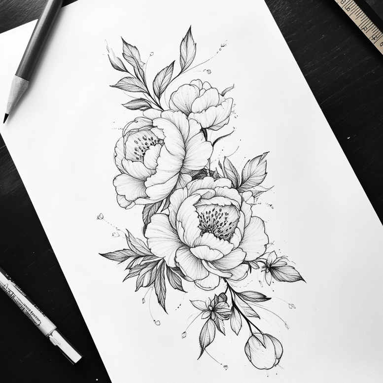 subtle-detail – tattoo design ideas free ai generated – miniature – for-back-of-neck – Gallery: delicate-flowers-inkby-ai
