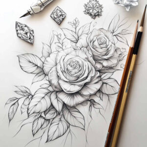 subtle-light-play – tattoo design ideas free ai generated – few-strokes – for-upper-chest – Gallery: delicate-flowers-inkby-ai