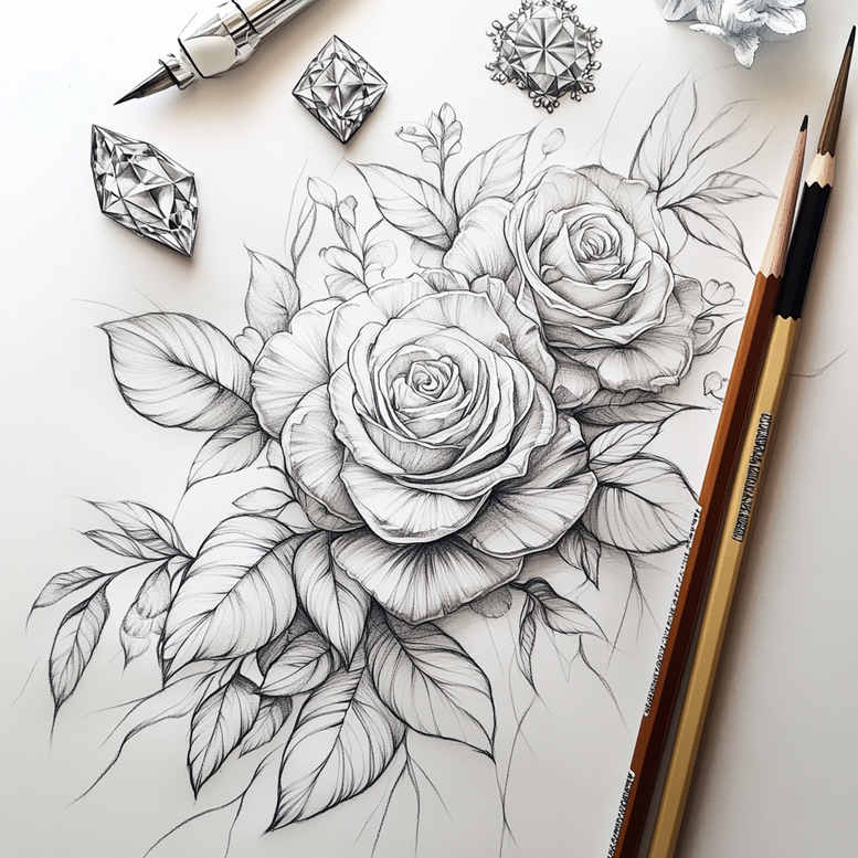 subtle-light-play – tattoo design ideas free ai generated – few-strokes – for-upper-chest – Gallery: delicate-flowers-inkby-ai