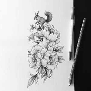 subtle-tattoo – tattoo design ideas free ai generated – fine-line – for-calf – Gallery: delicate-flowers-inkby-ai