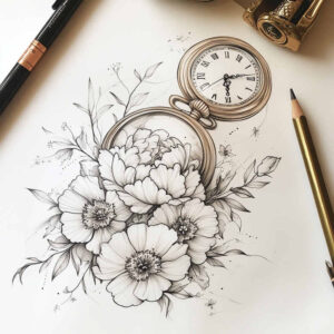 subtle-transitions – tattoo design ideas free ai generated – compact – for-wrist-side – Gallery: delicate-flowers-inkby-ai