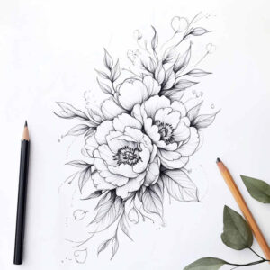 delicate-flowers tattoo design ideas soft curve artistic shading for calf