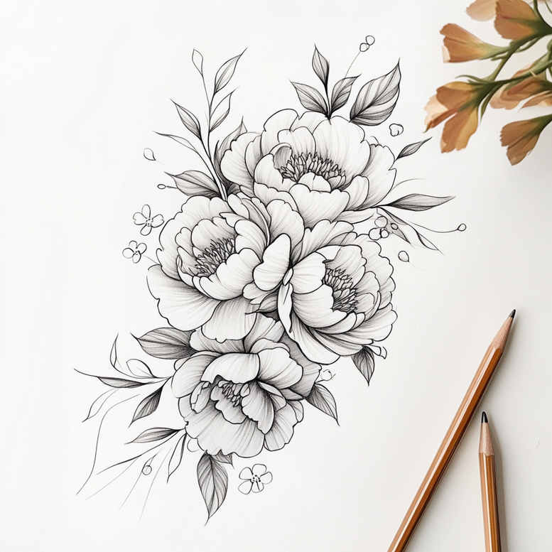 delicate-flowers tattoo design ideas uncluttered artistic shading represents determination