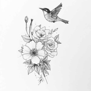 delicate-flowers tattoo design ideas pinprick artistic shading stands for strength
