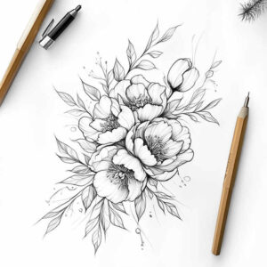 delicate-flowers tattoo design ideas small detail blooming for behind ear