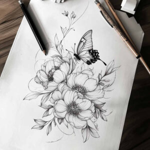 delicate-flowers tattoo design ideas fine line delicate stems for palm