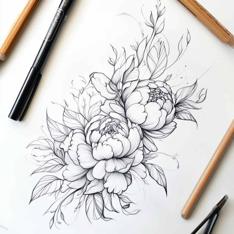 delicate-flowers tattoo design ideas minimal texture delicate stems for side
