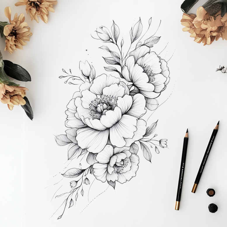 delicate-flowers tattoo design ideas micro art elegant embodying determination