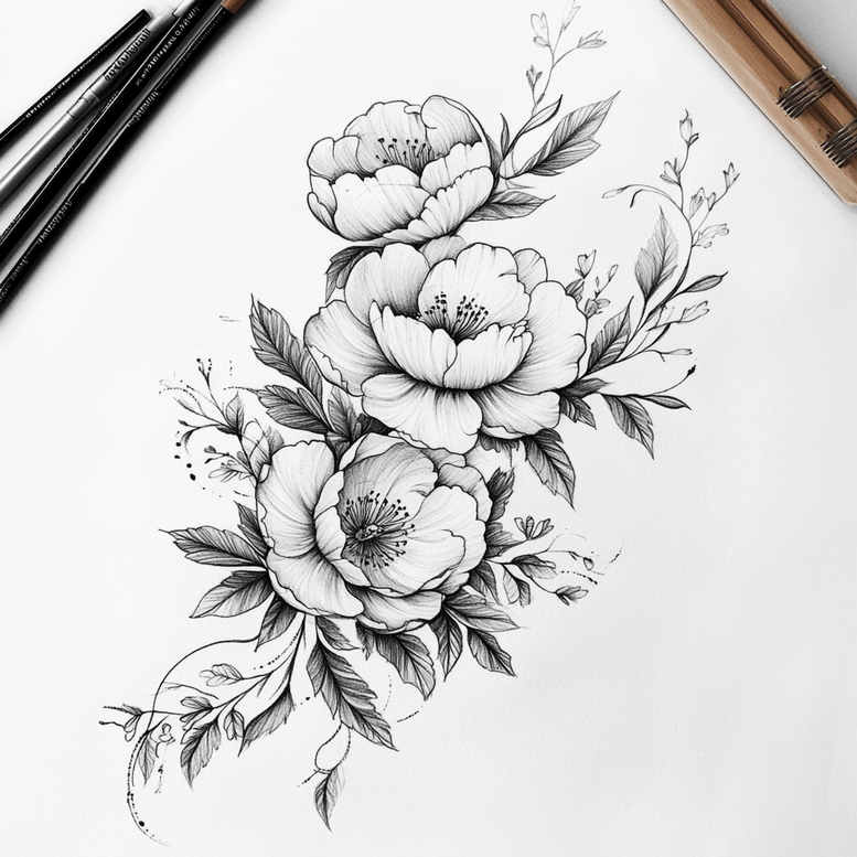 delicate-flowers tattoo design ideas simple form elegant for ankle