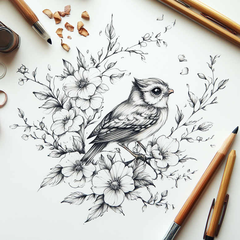 delicate-flowers tattoo design ideas concise fine detail for sternum
