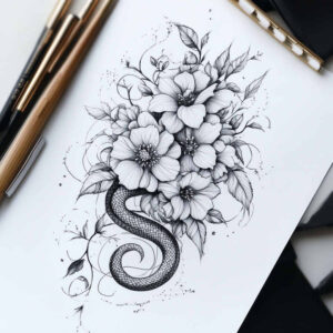 delicate-flowers tattoo design ideas elemental fine linework for calf