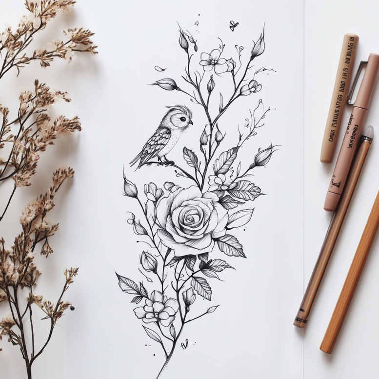 delicate-flowers tattoo design ideas quiet fine linework for hip