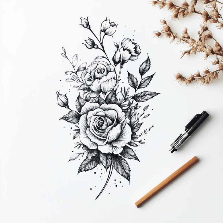 delicate-flowers tattoo design ideas pure design floral motifs for side