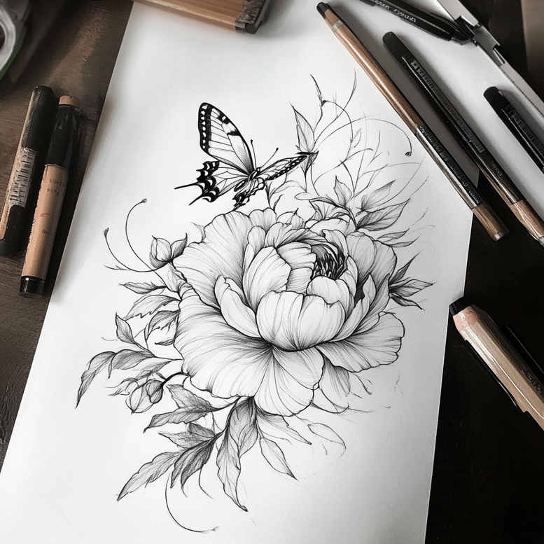 delicate-flowers tattoo design ideas nonintrusive floral silhouettes meaning determination