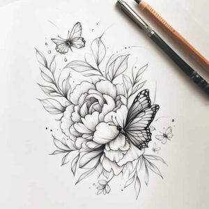 delicate-flowers tattoo design ideas sparse floral silhouettes symbol of determination