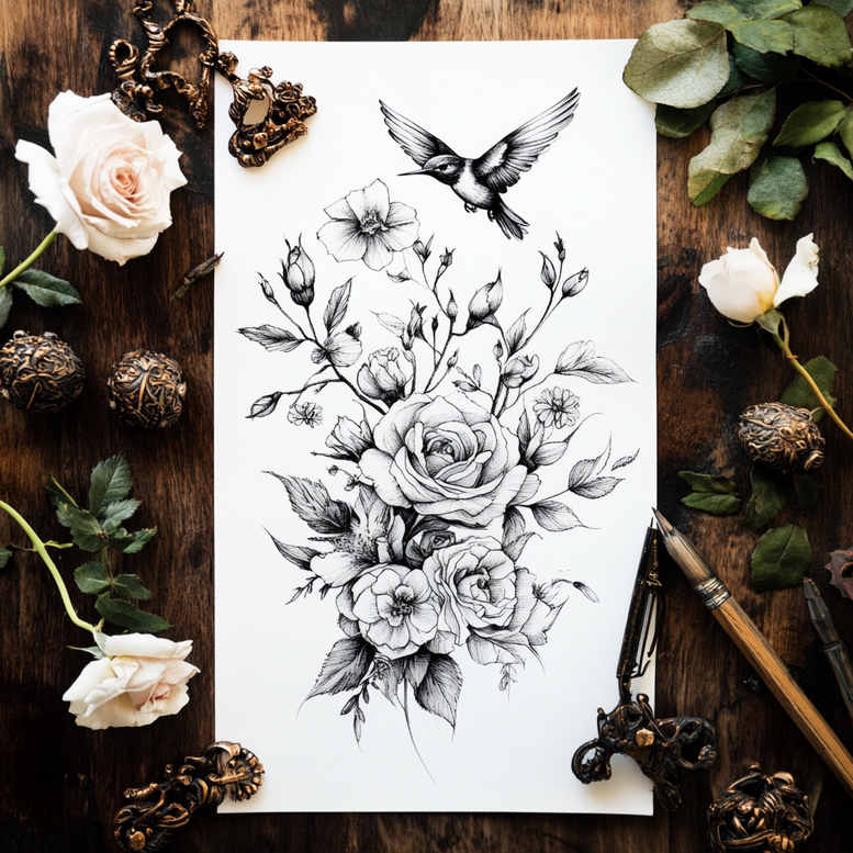 delicate-flowers tattoo design ideas diminutive fresh for heel