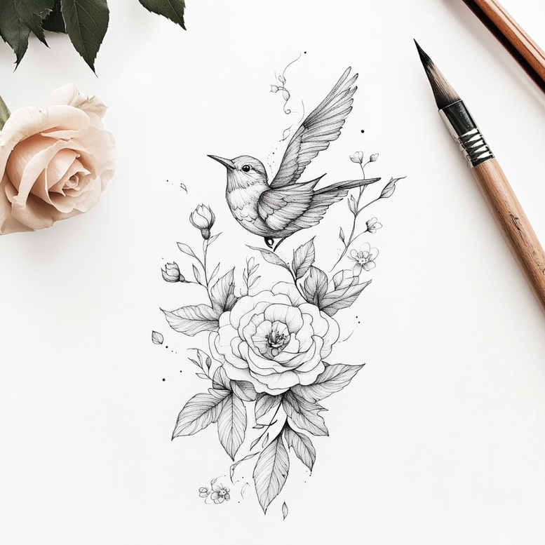delicate-flowers tattoo design ideas tiny detail fresh symbolising determination