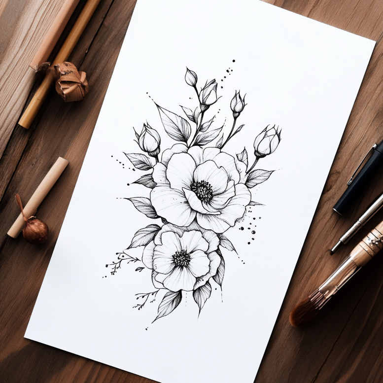 delicate-flowers tattoo design ideas diminutive gentle textures symbolising strength