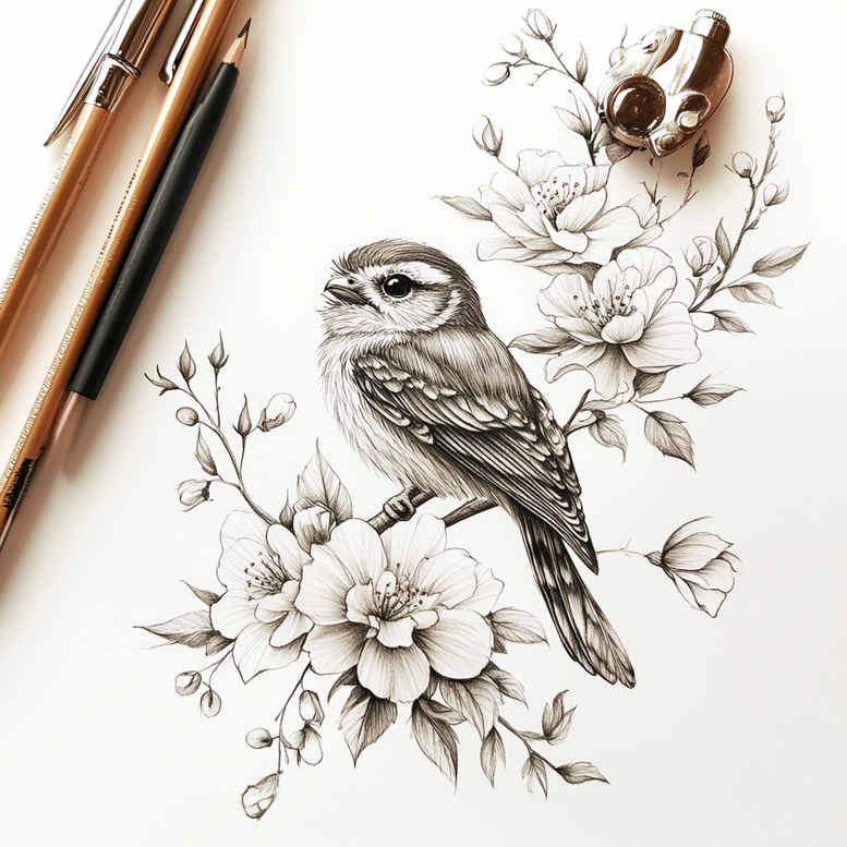 delicate-flowers tattoo design ideas discreet intricate details for hip