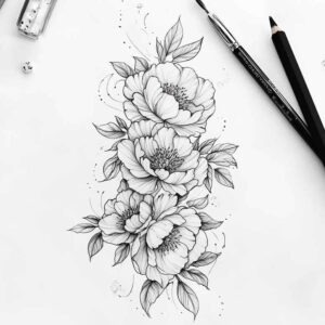 delicate-flowers tattoo design ideas no background light contrast for neck