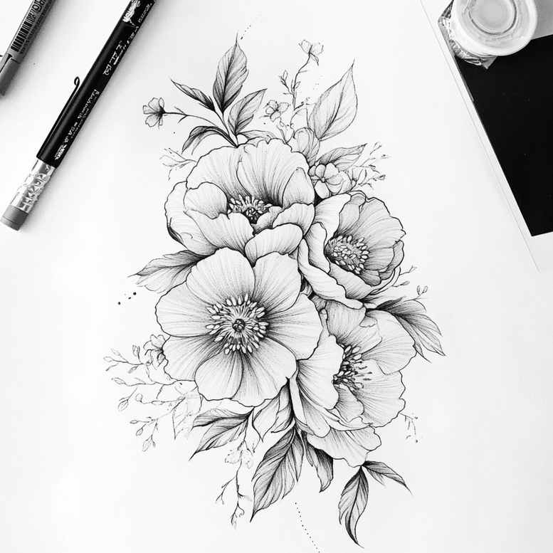 delicate-flowers tattoo design ideas small detail light contrast represents courage