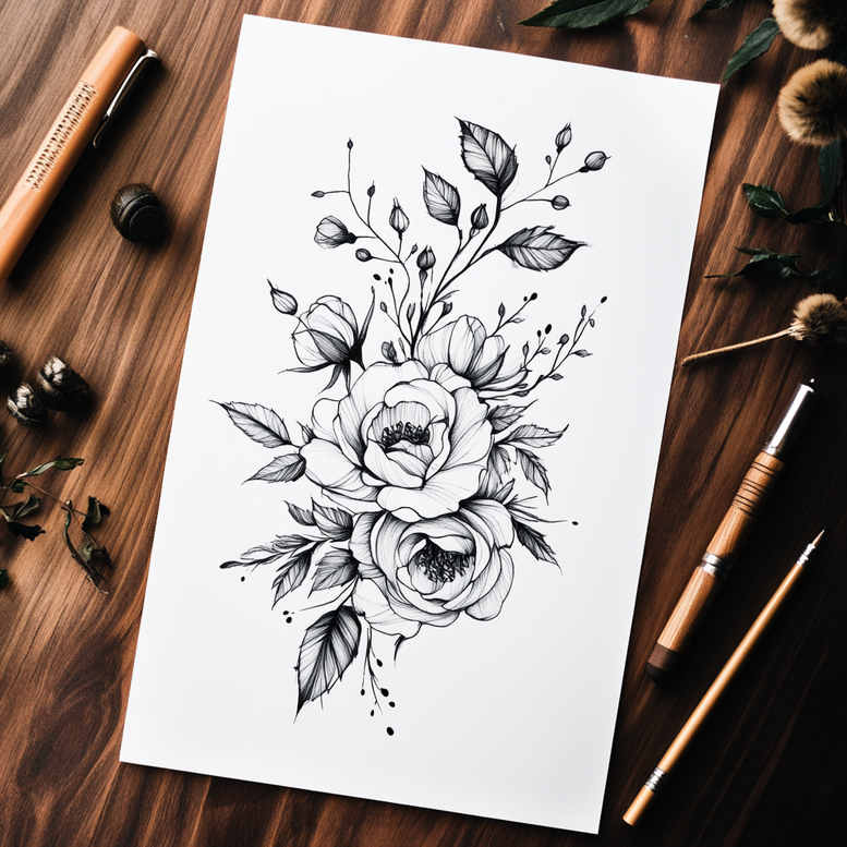 delicate-flowers tattoo design ideas no background light gradients for foot