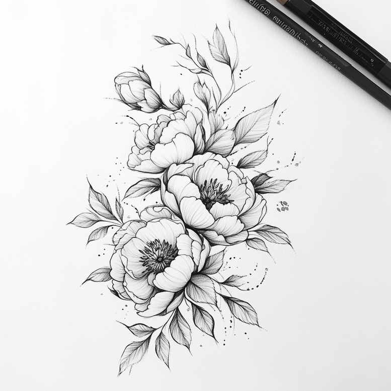 delicate-flowers tattoo design ideas simple icon light gradients for neck