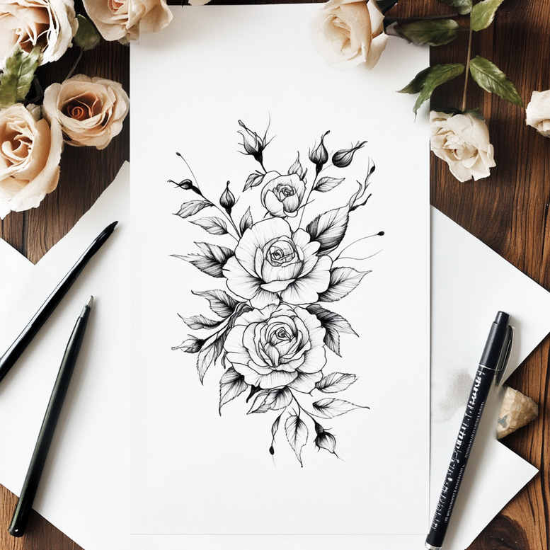 delicate-flowers tattoo design ideas discreet mark light gradients shows strength