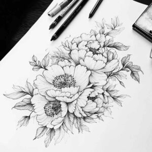 delicate-flowers tattoo design ideas fine dot natural curves for full back