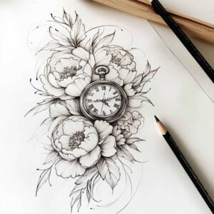 delicate-flowers tattoo design ideas no excess ornamental for lower thigh