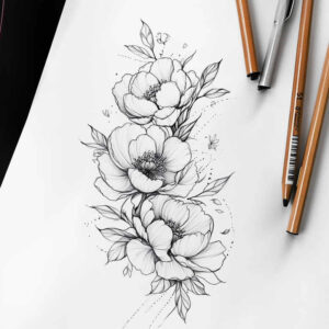 delicate-flowers tattoo design ideas clean shape ornamental for ribs