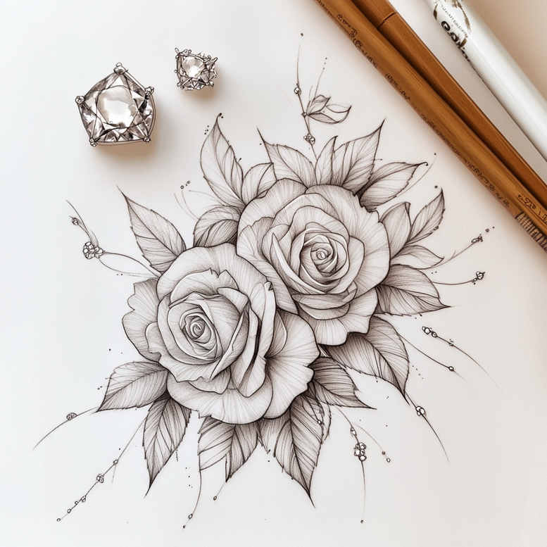 delicate-flowers tattoo design ideas sparse ornamental for upper chest